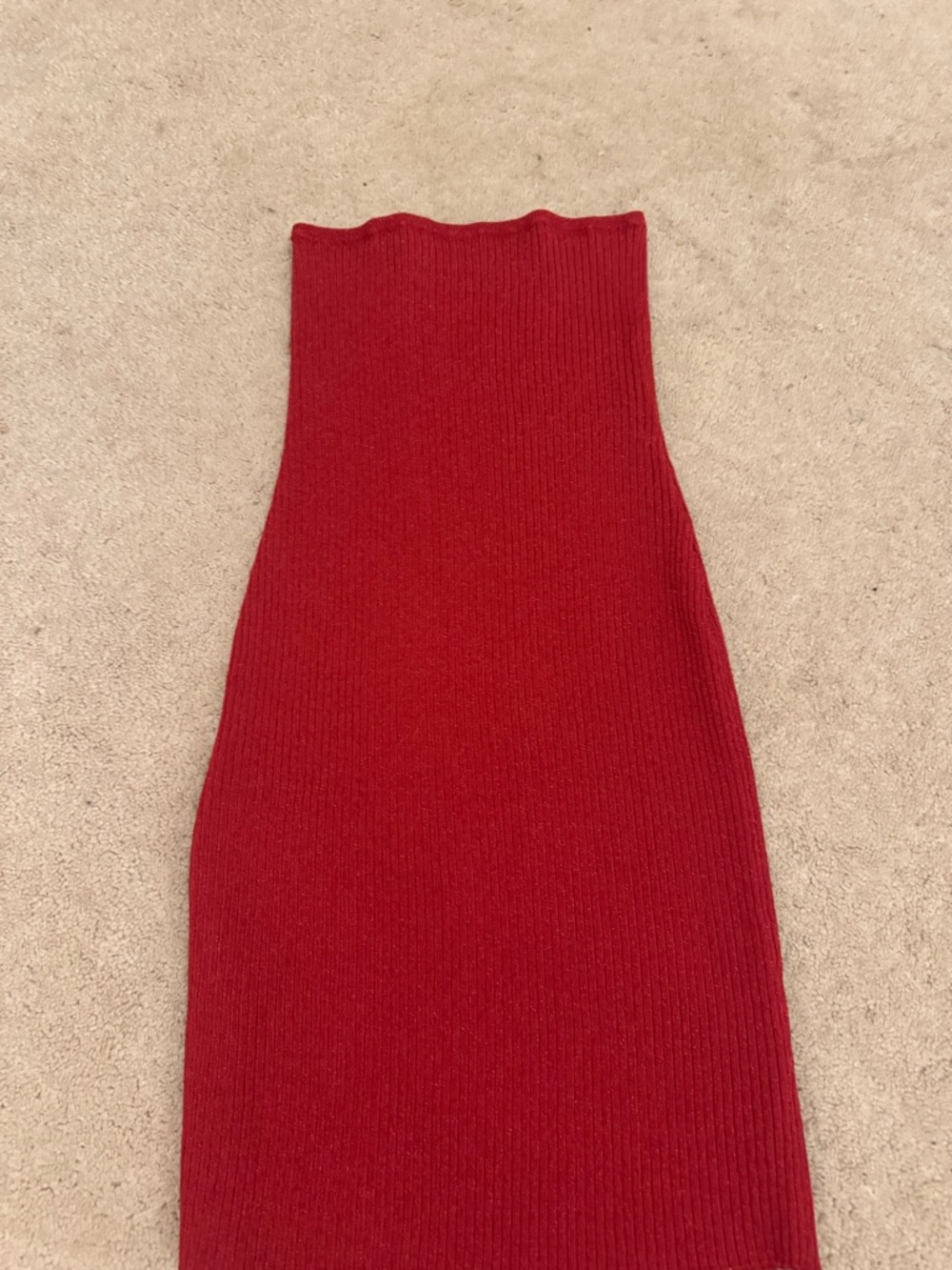 PrettyLittleThing Red Ribbed Knit Top